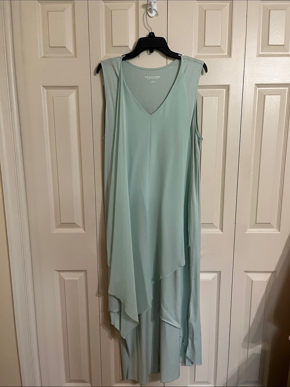 Soft Surroundings Mint Green Sleeveless Layered Maxi Dress